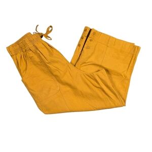 Kendra Scott Mustard Casual Crop Pants 100% Cotton